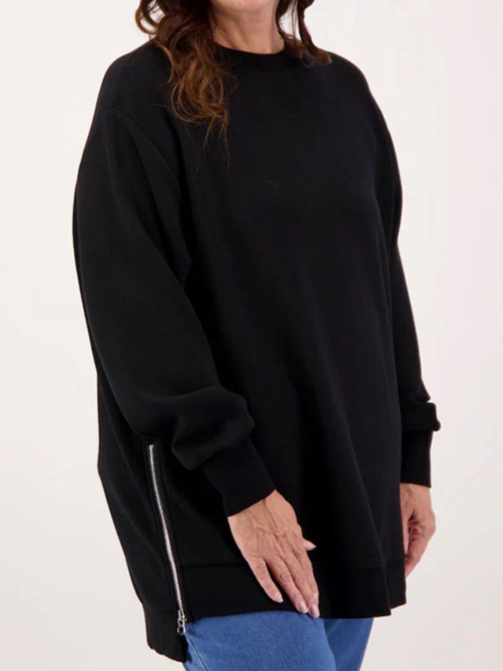 Varley Black Side-Zip Crewneck Charter Doublesoft Sweatshirt size Small
